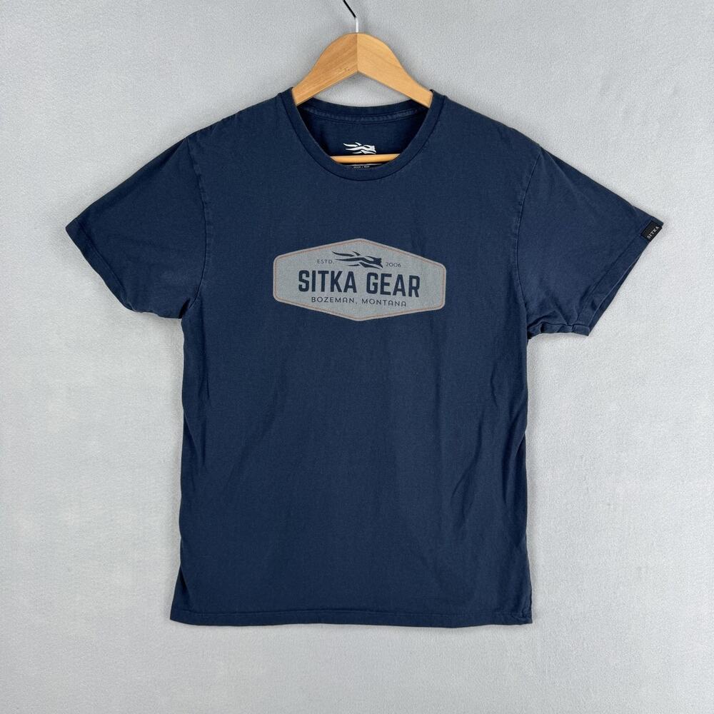 Sitka Gear Shirt Mens Medium Blue Short Sleeve Bozeman Montana Graphic Tee